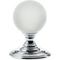 Frosted Clear Glass Ball Door Knobs on Polished Chrome Roses