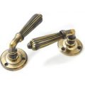 Brass Reeded Lever Door Handle