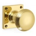 Croft 6347SQ Reeded Cushion Door Knob on a Square Rose