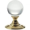 Clear Glass Ball Door Knobs on Polished Brass Roses