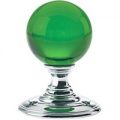 Green Glass Ball Door Knobs on Polished Chrome Roses