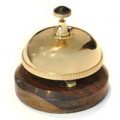 Brass Desk Bell with Wooden Base