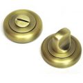 Bathroom Door Turn Knob with a Radius Edge Rose – Matt Antique Brass