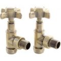 Westminster Crosshead Manual Angled Radiator Valves – Antique Brass