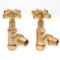 Westminster Crosshead Manual Angled Radiator Valves – Unlacquered Bras